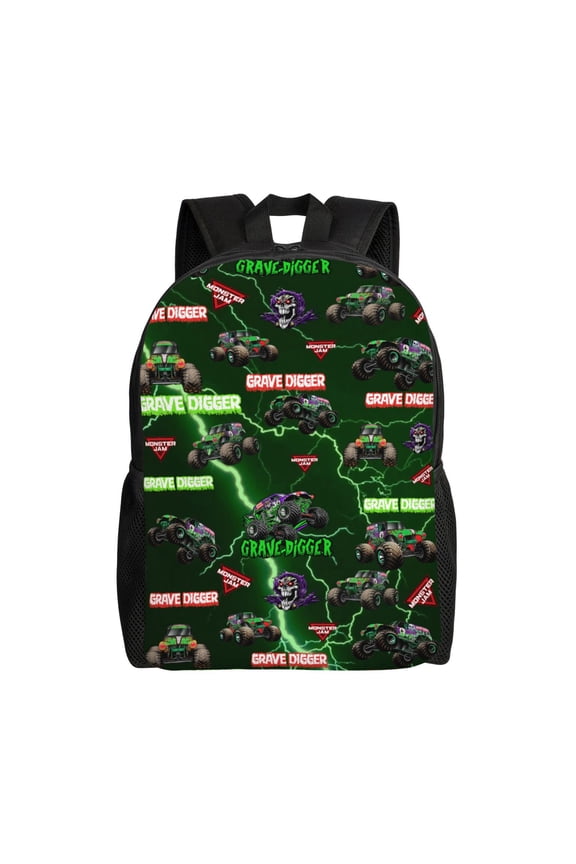 Gr-ave Digger Trucks Backpack Laptop Bag Shoulder Bags Daypack Bookbag for Camping Travel