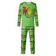 CZXFIFVY Green Merry Grinchmas Matching Family Pajama Set Green Character Green Family Christmas Pajamas Matching Sets, 2-Piece Pajama Set(Men, XXXL)