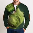 thumbnail image 1 of Green Zipper Mens Crewneck Sweatshirt Christmas Pullover, Comfort Colors Sweatshirts Men with Drop Shoulder Long Sleeve Crewneck Sweatshirts (Dark Green, S), 1 of 5