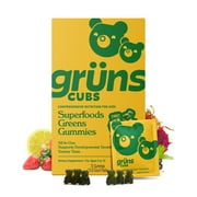 Gruns Kids Vitamin Super Greens Gummies, Made with 60 Organic Ingredients, 21+ Vitamins & Minerals, Prebiotics, Adaptogens, Spirulina & Chlorella, Ages 2+, 12 Servings
