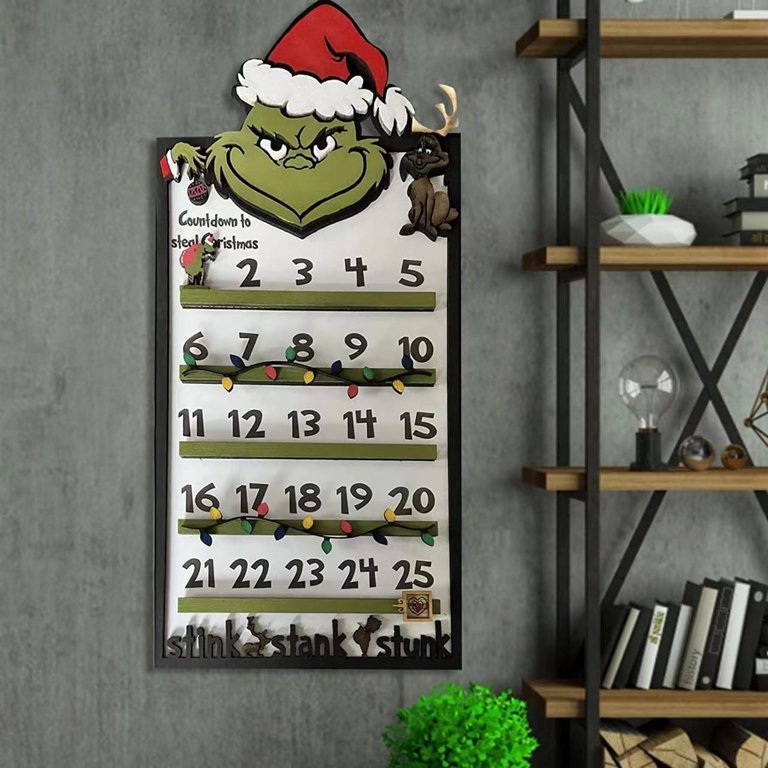 Gr1nch Decoration! MIARHB Funny Christmas Wood Countdown To Steal Christmas Advent  Calendar 2023 Number Date Rustic Wooden Home Decor Holiday Xmas Ornament  Wall Decoration Gift Wooden - Walmart.com
