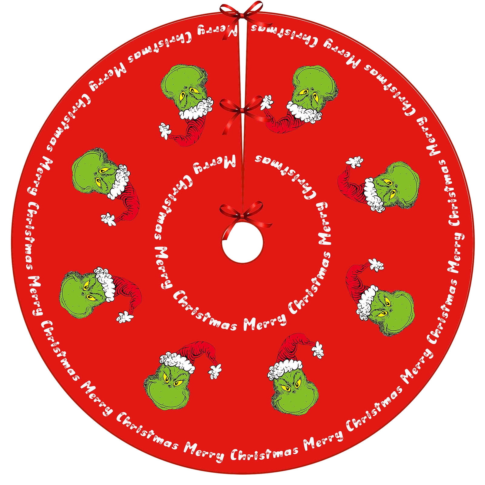 Gr1nch Tree Skirt Christmas Tree Skirt, Red & Green Merry Christmas