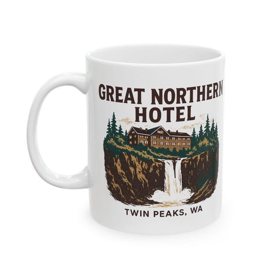 Gr3at N0rth3rn Lodge Ceramic Mug, Show Coffee Cup, Merchandise Gift for Fans