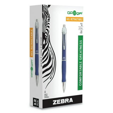 Zebra 42620 0.7 mm Retractable Medium Sarasa Dry X10 Gel Pen - Blue Ink, Blue/Silver Barrel (1-Dozen)