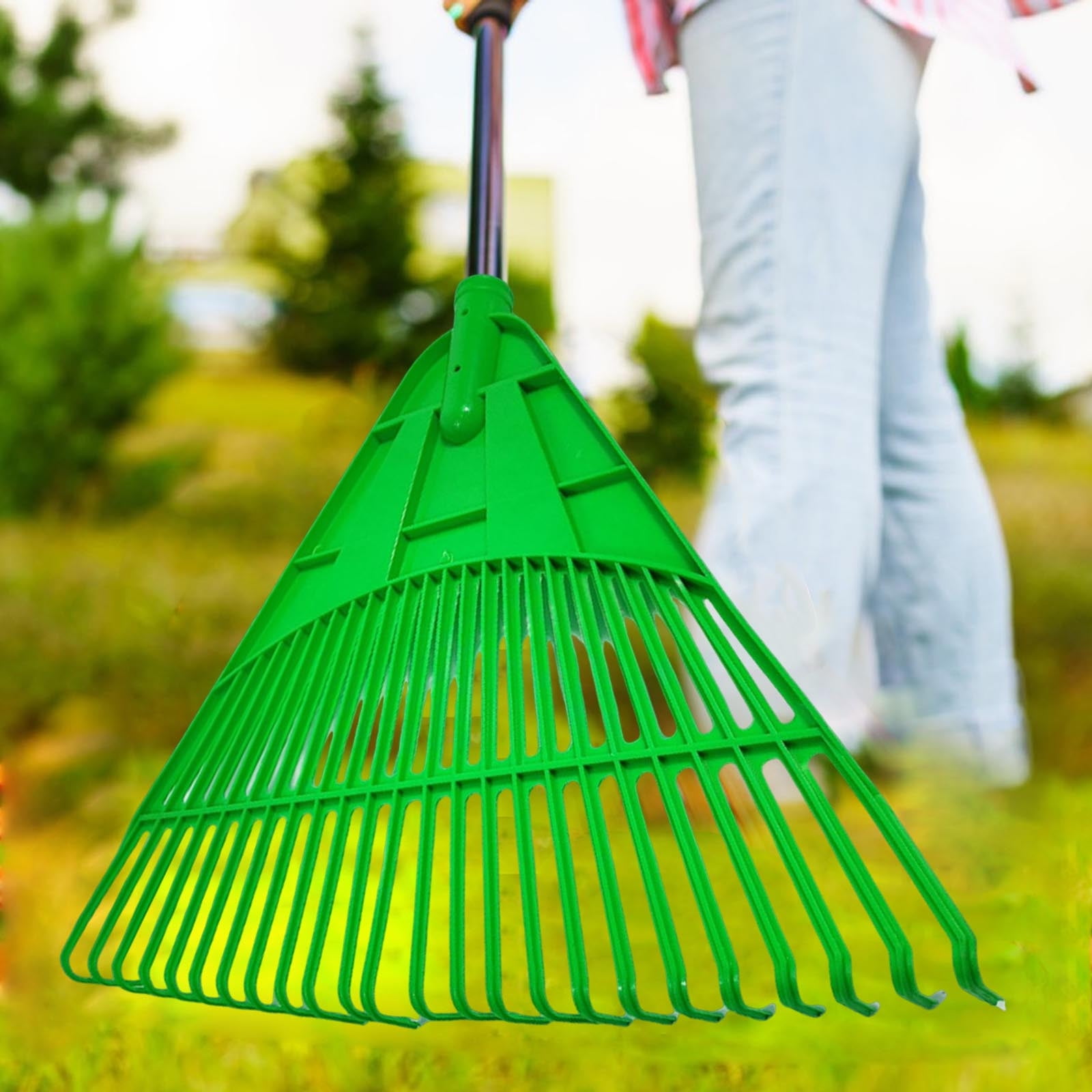 GrRotKP 24 Tooth Garden Rake For Leaves ,Thickened Plastic Long Hand ...