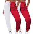 thumbnail image 1 of GrRotKP 2PC Casual Pants for Women Elastic Waist Pants Patchwork Color Sweatpants Porosity Comfy Pants with Drawstring Ladies Winter Pants L, 1 of 7