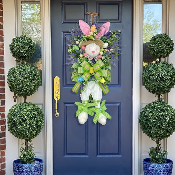 GrRotKP Easter Wreath for Front Door, Spring Artificial Wreath Easter Decoration for Wall Window Porch Home