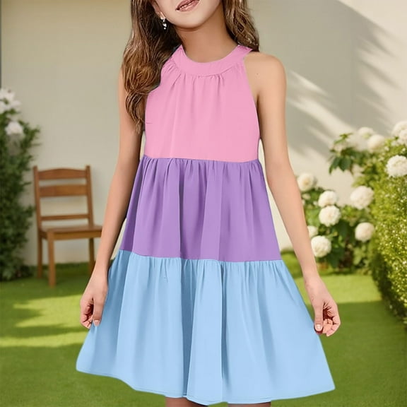 GrRotKP Girls' Dresses Teen Girl Summer Clothes Pink Casual Dresses for Girls Girls Casual