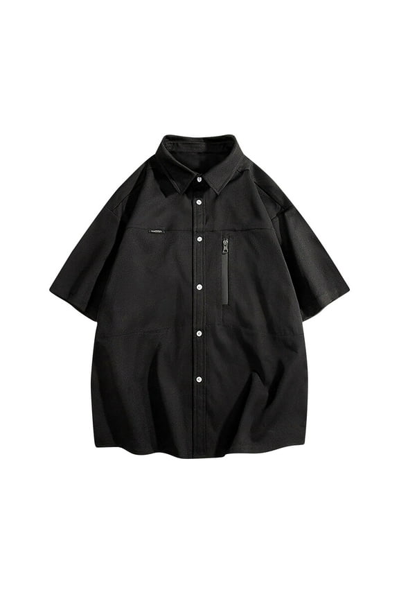 Men's Shirts Vacation Shirts for Men Mens Short Sleeve T Shirts Dressy T Shirts for Men Solid Color Lapel Tops for Men Summer Clothes M