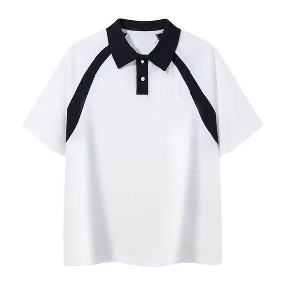 GrRotKP Mens T Shirts Button Down Shirt for Men Casual Mens Short Sleeve T Shirts Trendy Plain Tshirts for Men Dressy Turndown Collar Shirt 2025 Basic Tee M