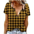 thumbnail image 1 of GrRotKP Shirts for Women Basic Tees Dressy Crew Neck Womens Going Out Tops Casual Short Sleeve Blouses Checkered Print Tunic Tops 2025 Summer Ladies Tops XL, 1 of 5