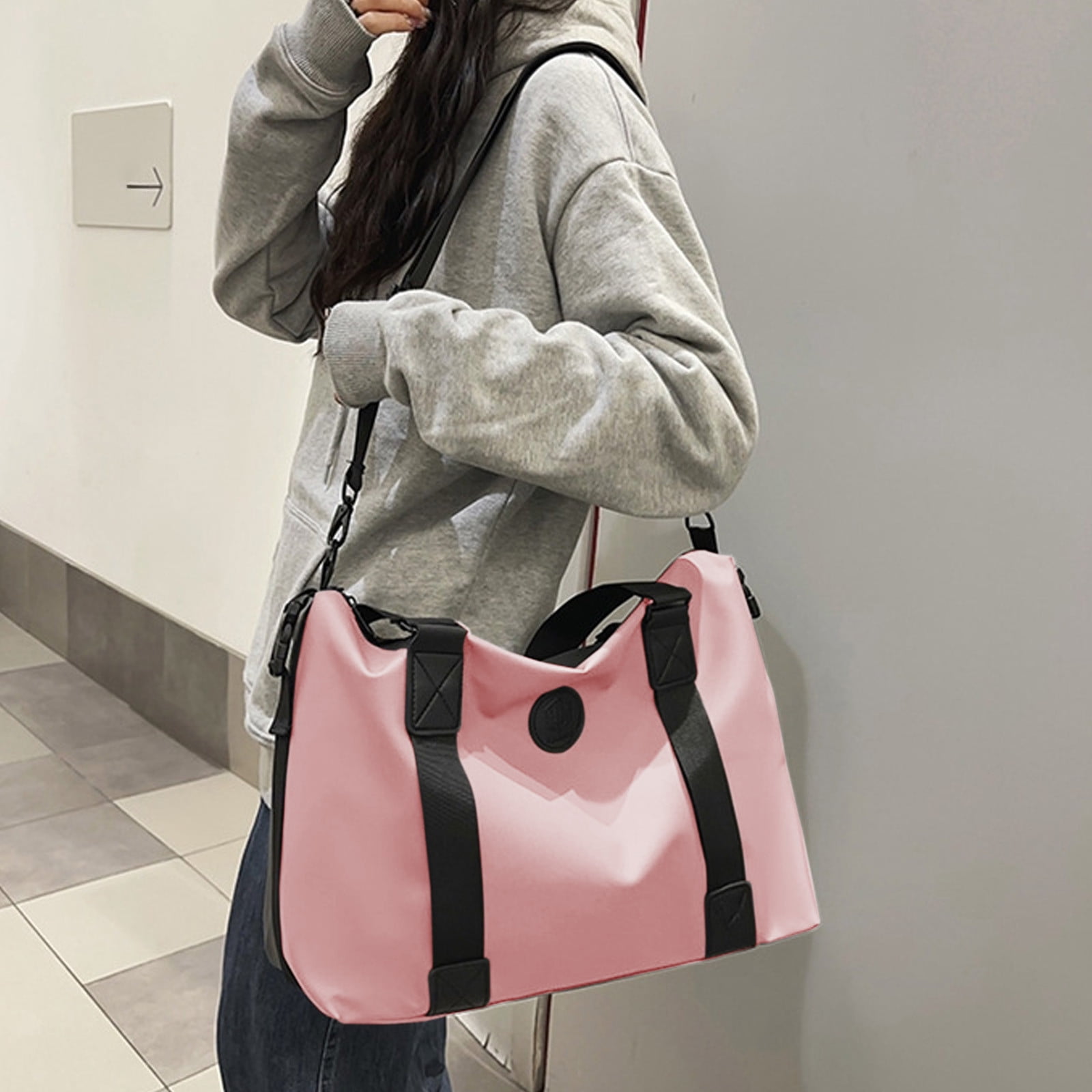 Wafybsre Nylon Tote Bag For Women - Large Zippered Shoulder Bag, Top Handle Handbag For Work, Travel, Shopping - Multiple Compartments
