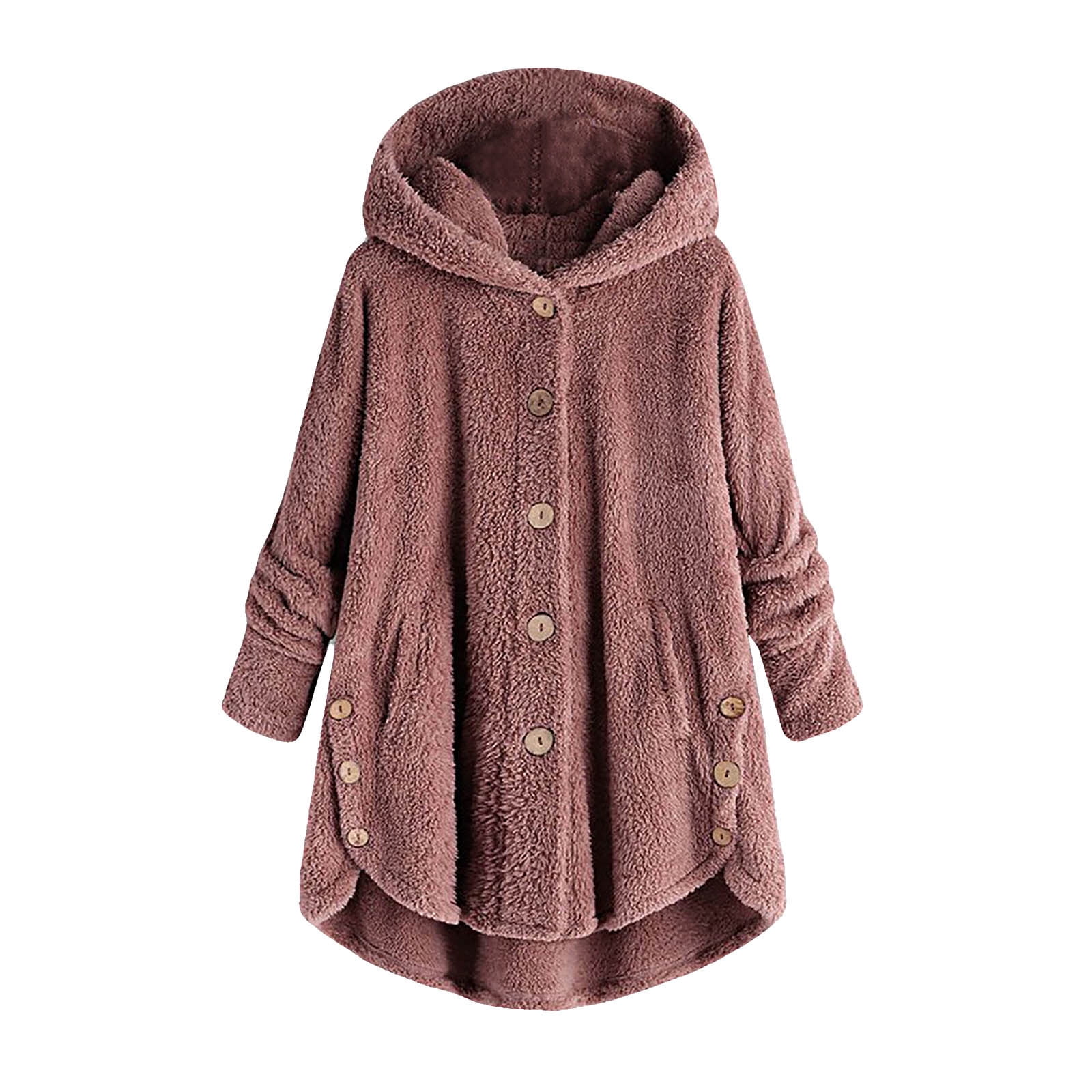 GrRotKP Womens Faux Fur Hooded Coat Woman Winter Coat with Fur Hood