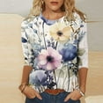 GrRotKP Womens Tops Comfy Cotton Tees Floral Print Blouse Basic Ladies
