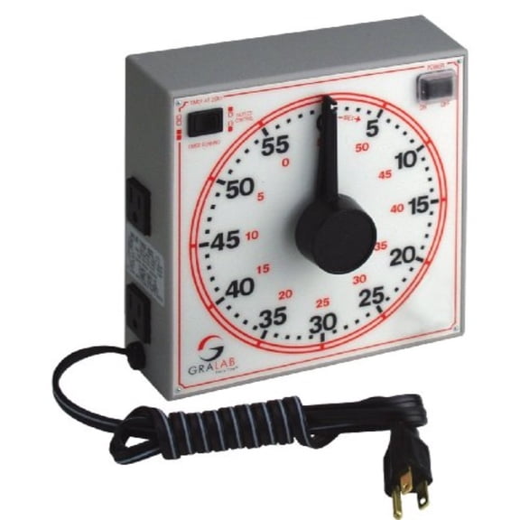 Gralab 171 60 Minute Industrial/Laboratory Timer with Dual Outlets, Wall Mountable 120V/60HZ