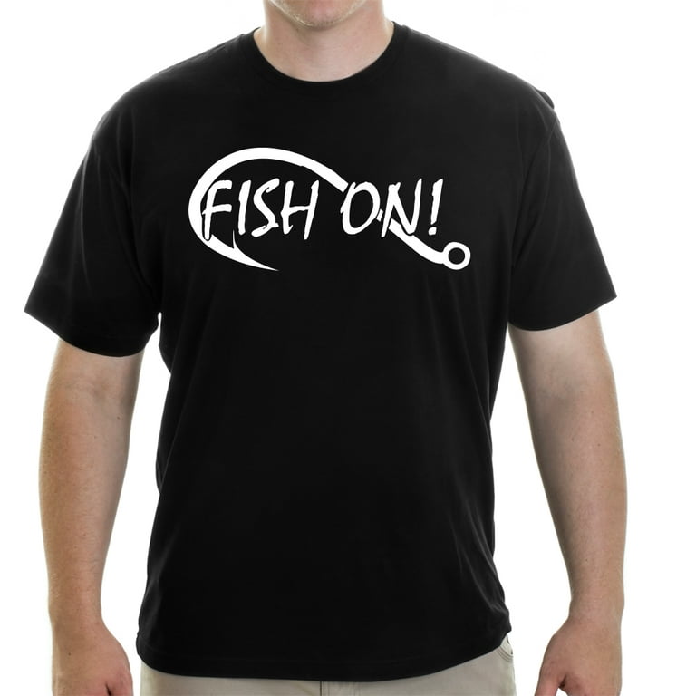 Grab A Smile Fish On Fishing Hook Short Sleeve Men's Cotton T-shirt, Black  Xl