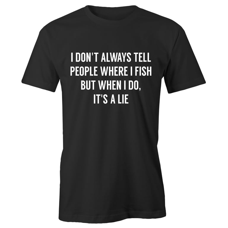 Grab A Smile Fishing Lie Adult Short Sleeve T-Shirt, Black & White XL