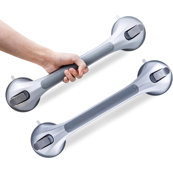 Grab Bar for Seniors, 17 Inch 2 Pack Suction Grab Bars for Bathtubs and Showers, Shower Handles for Elderly Suction Bathroom Safety Grip,Removable Drill Free Waterproof, Blue