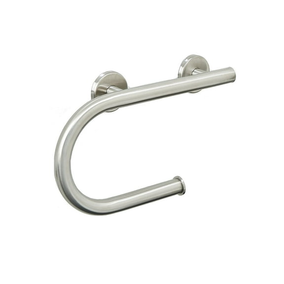 Grab Bar Toilet Paper Holder - Bathroom Safety Aid/304 Stainless Steel/Left/Brush Finish/ 16.5"x 10"