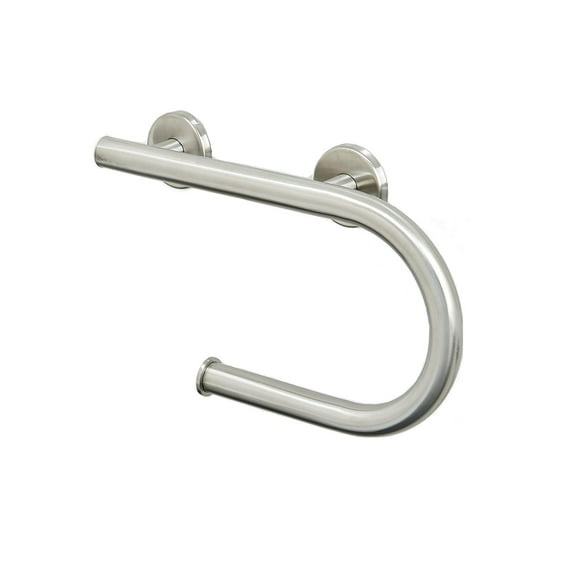 Grab Bar Toilet Paper Holder - Bathroom Safety Aid/304 Stainless Steel/Right/Brush Finish/16.5"x 10"