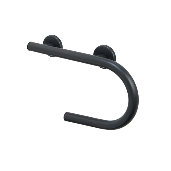 Grab Bar Toilet Paper Holder - Bathroom Safety Aid/304 Stainless Steel/Right/Matte Black/16.5"x 10"