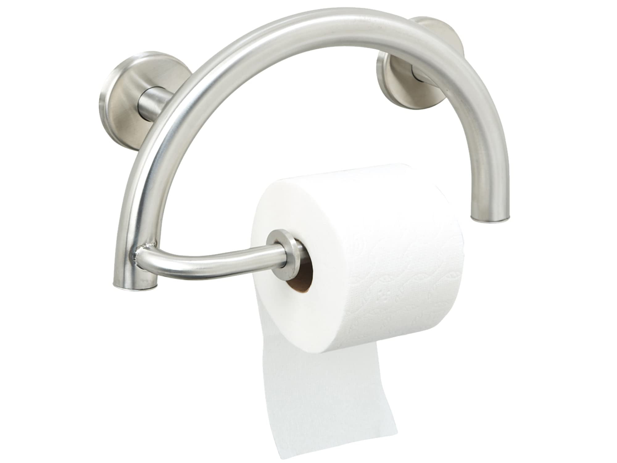 Grab Bar Toilet Paper Holder - Bathroom Safety Aid ADA/304 Stainless Steel/Brushed Finish/ 13" x 8"
