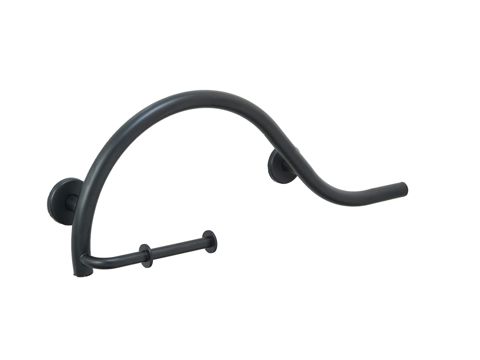 Grab Bar Toilet Paper Holder for Bathroom Safety/304 Stainless Steel/Right/Matte Black/ 30" x 11"