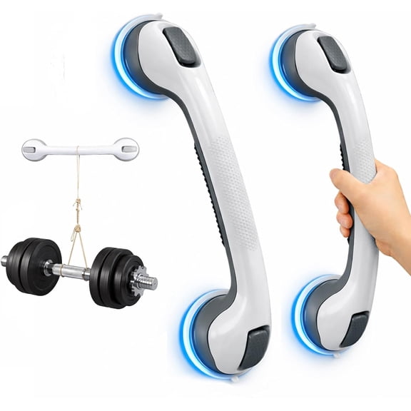 Grab Bars for Bathtubs and Showers, 2 Pack 16.5" Bathroom Safety Handles with Strong Suction Cups, Non-Slip Grip Balance Support for Shower & Bathtub, Seniors & Limited Mobility