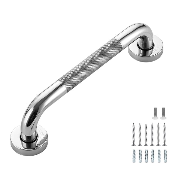 Grab Bars for Shower, 2 Pack 12-Inch Anti Slip Shower Handles for Elderly, Safety Shower Grab Bar, Stainless Steel Handicap Grab Bars for Bathroom (Polished Nickel 1" Diameter)