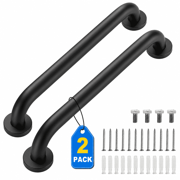 Grab Bars for Shower, 2 Pack 20inch Bathroom Shower Handles, Stainless Steel Bathroom Handle for Elderly, Seniors and Handicap, Enhancing Bathroom Safety and Stability, Black (Maximum Weight 500lbs)