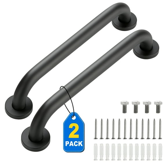 Grab Bars for Shower, 2 Pack 24inch Bathroom Shower Handles, Stainless Steel Bathroom Handle for Elderly, Seniors and Handicap, Enhancing Bathroom Safety and Stability, Black (Maximum Weight 500lbs)