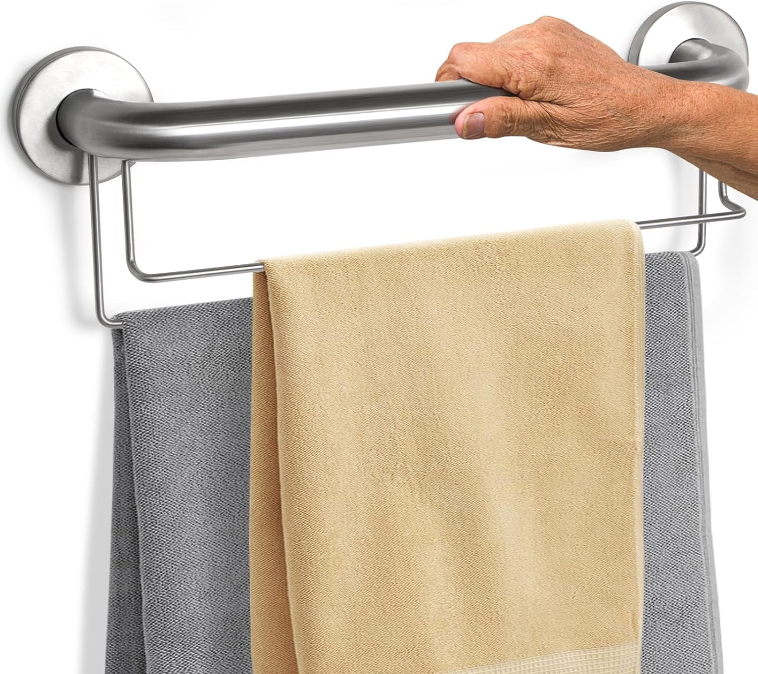 Grab Bars for Wall with Towel Holder，Safety Bath &Shower Grab Bars,16 ... - Grab Bars With Built In Towel Bars