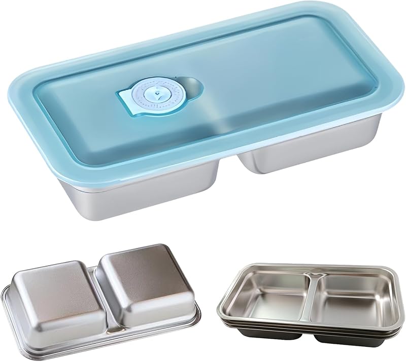 Stainless Steel Reusable Snack Containers With Lids, Grab And Go Double Compartments 438972
