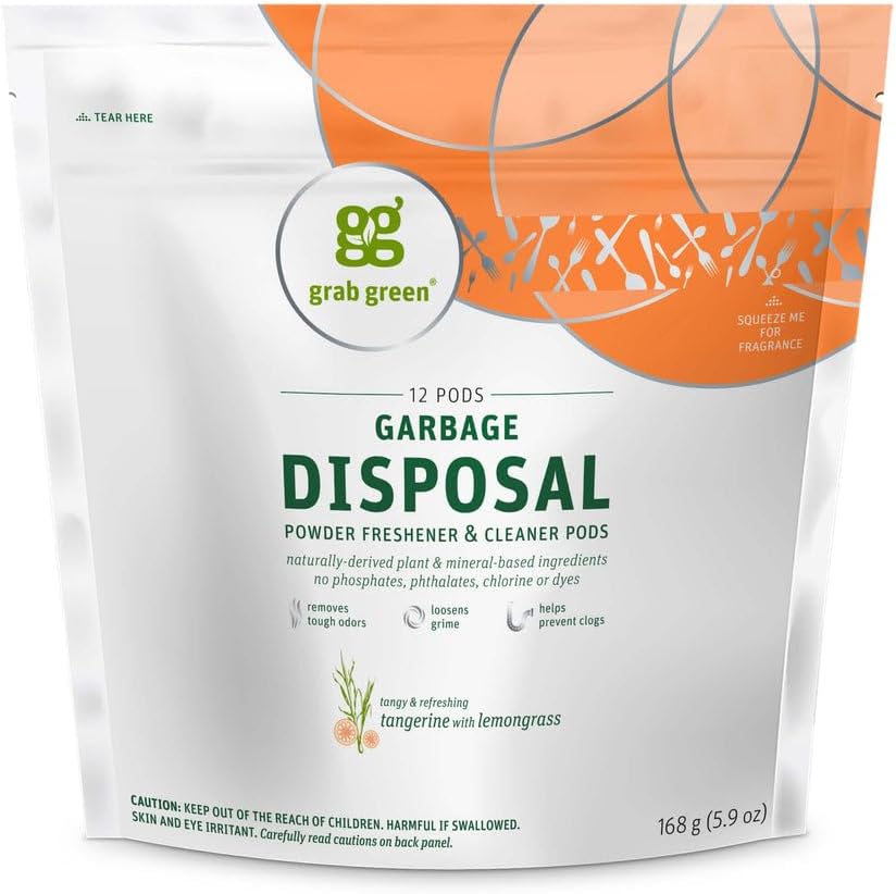 Grab Green Garbage Disposal Freshener & Cleaner, Tangerine with Lemongrass