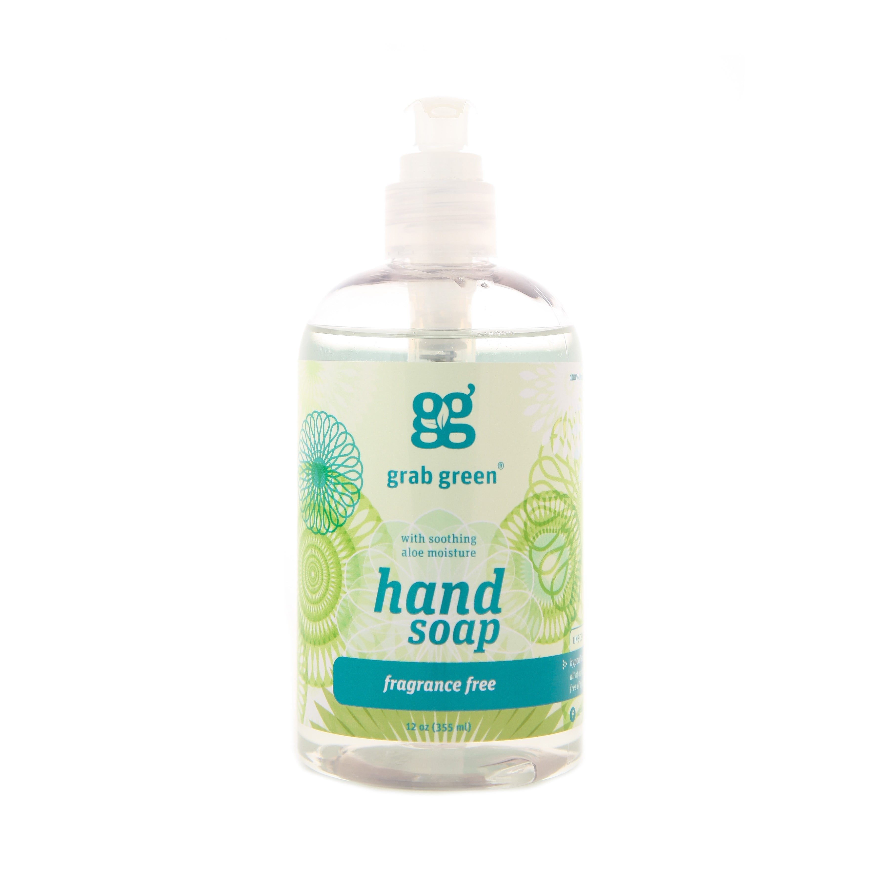 Grab Green Hand Soap , Fragrance Free, 12 Fl Oz