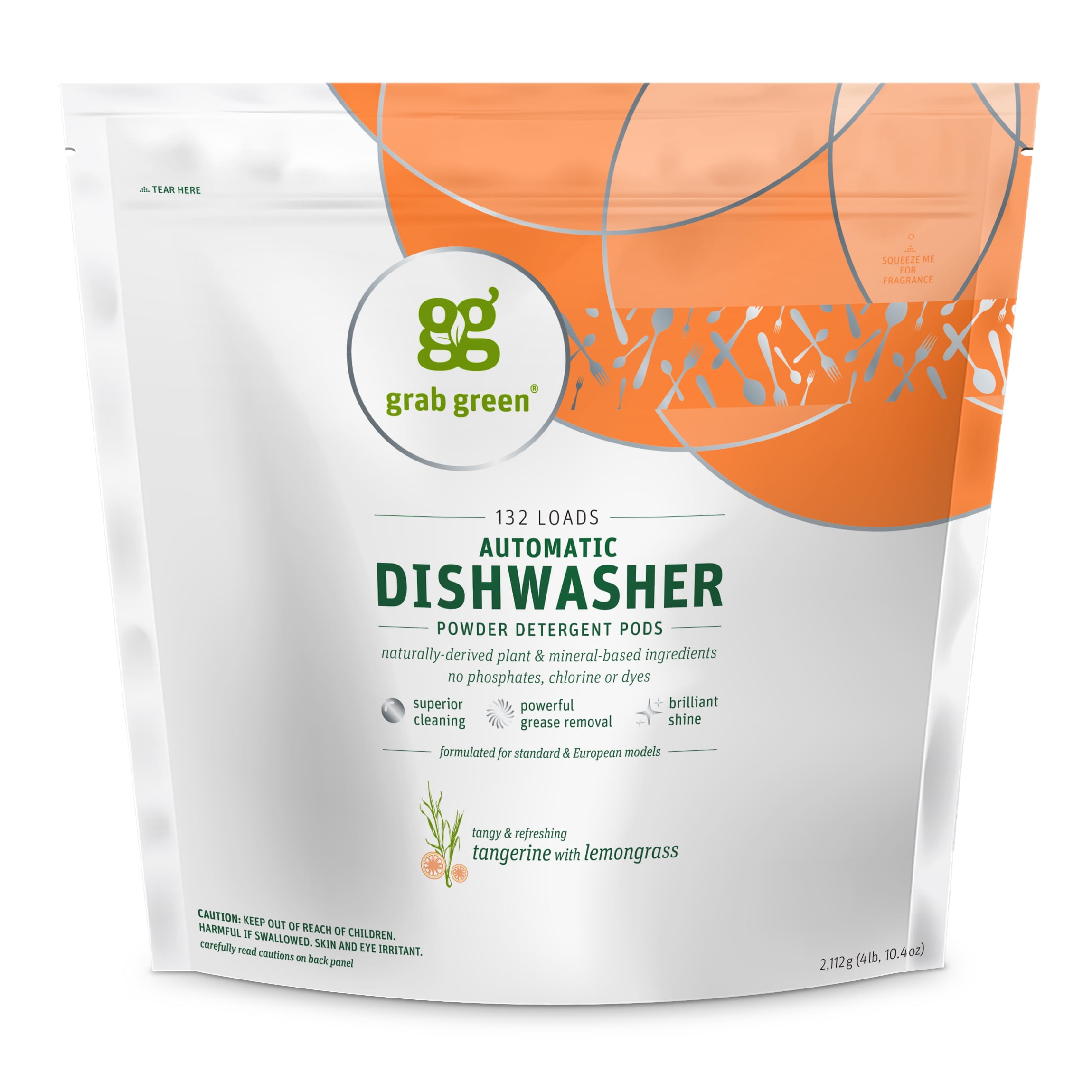 Grab Green Automatic Dishwashing Detergent Pods, Tangerine Lemongrass