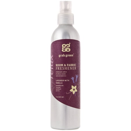 Grab Green Naturally-Derived, Phthalate-Free Room & Fabric Freshener, Lavender with Vanilla Essential Oils, 7 Ounce Bottle
