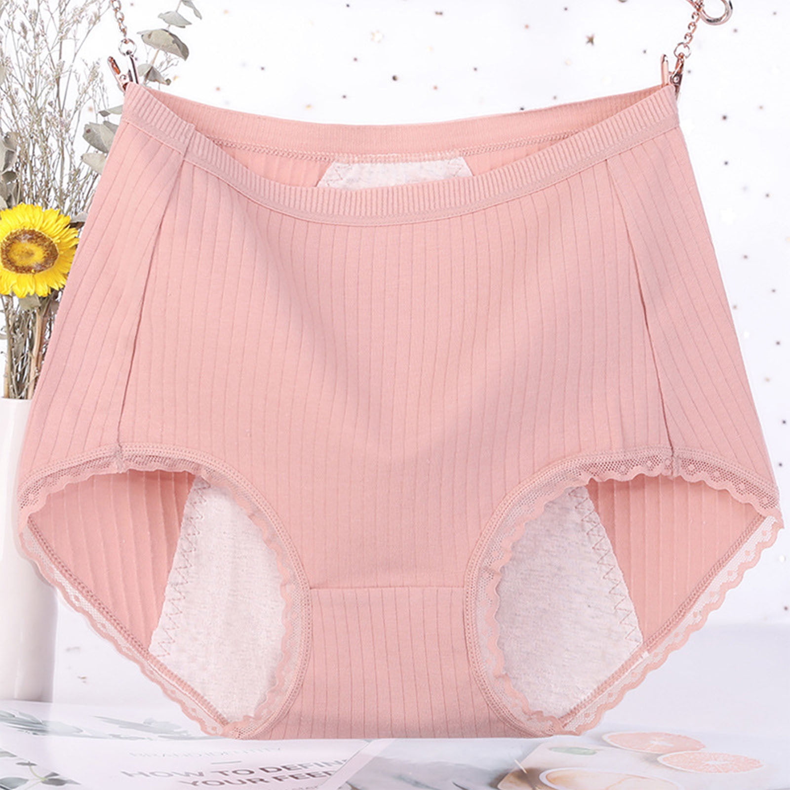 Grab It Now: Womens Underwear Cotton, Blumer de Algodon para Mujer, Women's Large Solid Color Leak Proof Menstrual Underwear SOPATENOR Pink 2XL