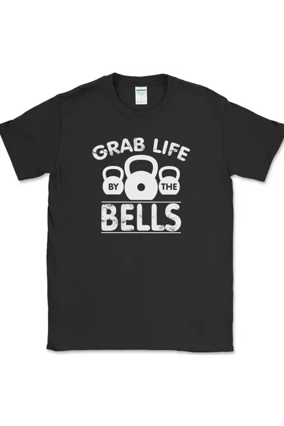 Grab Life By The Bells T-Shirt Funny Workout Kettle Cross Fit Fitness Training Unisex S-5XL Hot Trending Shirt, Vintage Birthday Gift