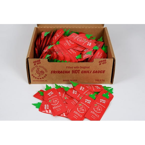 Grab N Go Huy Fong Sriracha Hot Chili Sauce Packets (200 Pack)