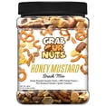 thumbnail image 1 of Grab Our Nuts Honey Mustard Snack Mix 28 Ounce Jar: Honey Roasted Sesame Sticks, HMO Pretzel Pieces, Mini Mustard Pretzels, Oyster Crackers, 1 of 1