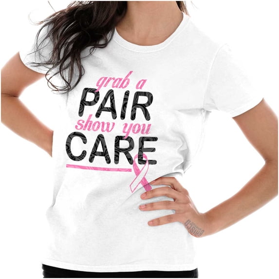 Grab Pair Show You Care Pink Ribbon Womens Slim Fit Graphic Tee Brisco Brands S