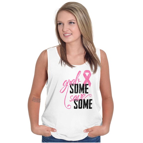 Grab Save Some Breast Cancer Womens Plus Size Graphic Tank Top Brisco Brands 2X