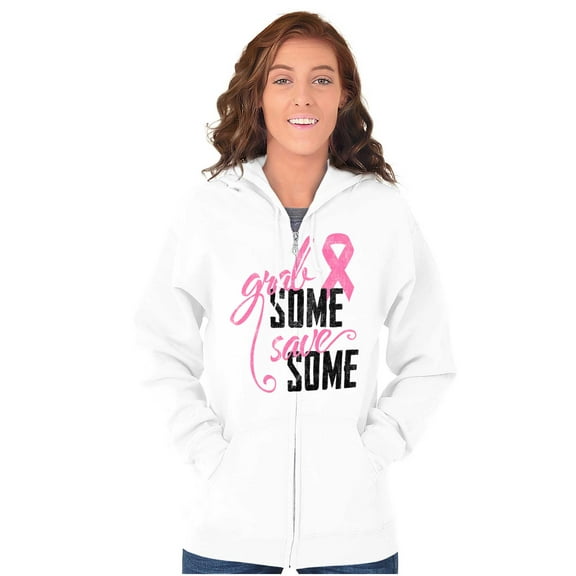 Grab Save Some Breast Cancer Womens Plus Size Graphic Zipper Hoodie Brisco Brands 2X