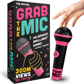 Lucky Egg Official Grab The Mic Family Karaoke Board Game w/Foam Mic, 8+ Ages, 2-10 Players