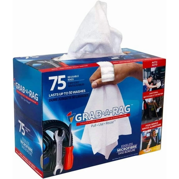 Grab•a•Rag Microfiber Cleaning Cloth, Soft Highly Absorbent Lint-Free Streak-Free Reusable Microfiber Towel Wipes for House, Kitchen, Bathroom, Car, Electronics, TV Screen, Pack of 75 (11.7" x 12.3")…