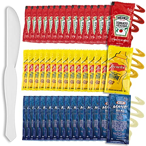 GrabnGo Condiment Packs with Spreader 25 Single Serve Pouches of