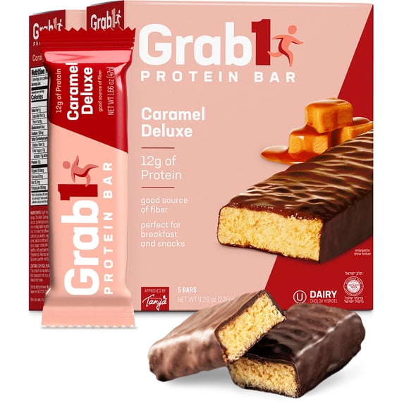 Grab1 12gr Protein Bars, Caramel Deluxe Protein Bar (2 Pack - 10 Bars) | Delicious and Nutritious | Low Calorie | Perfect for Snacking