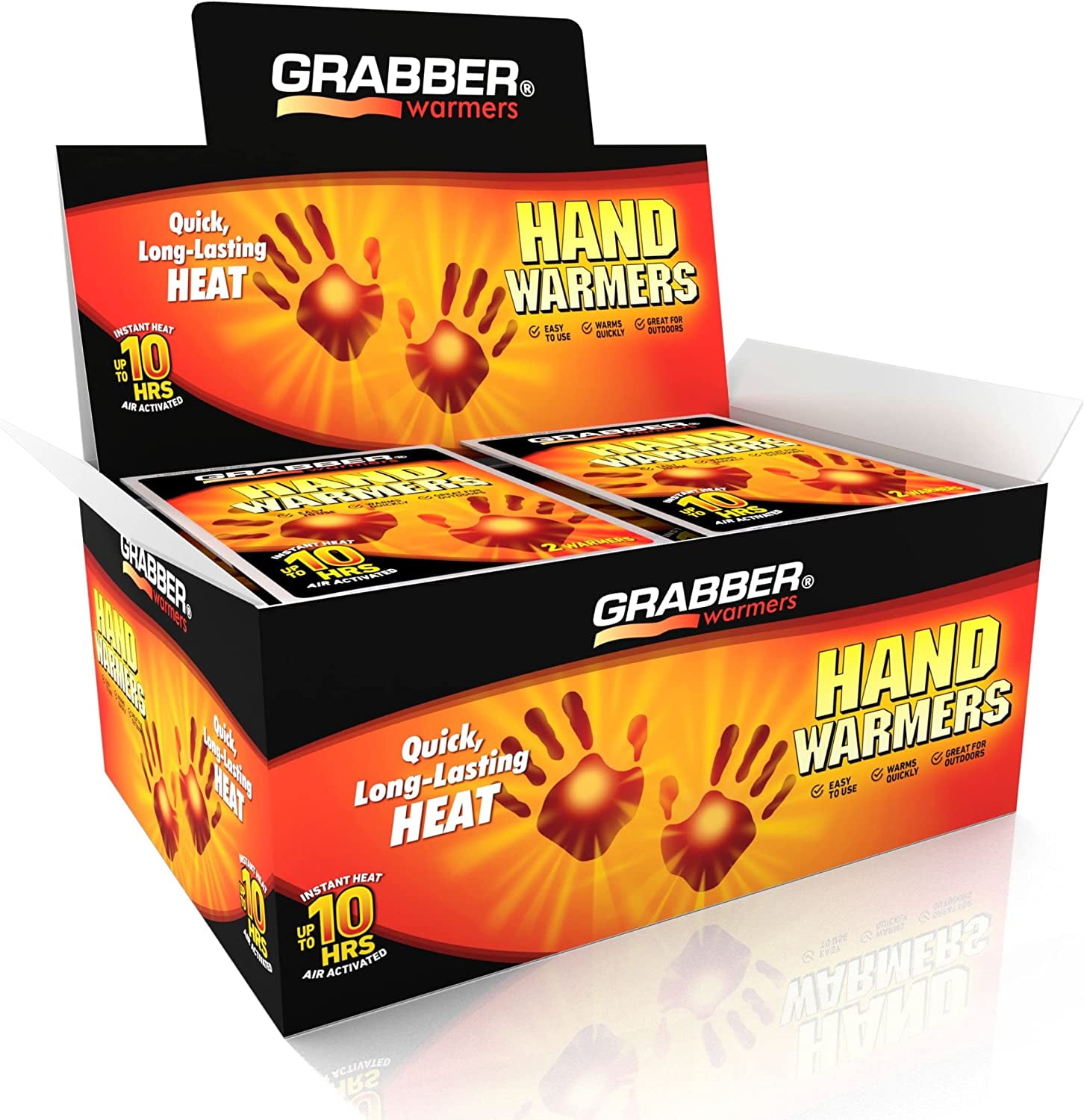 Grabber Hand Warmers - Long Lasting Natural Odorless Air Activated Warmers - Up to 10 Hours of Heat - 40 Pair , 3.5x2"