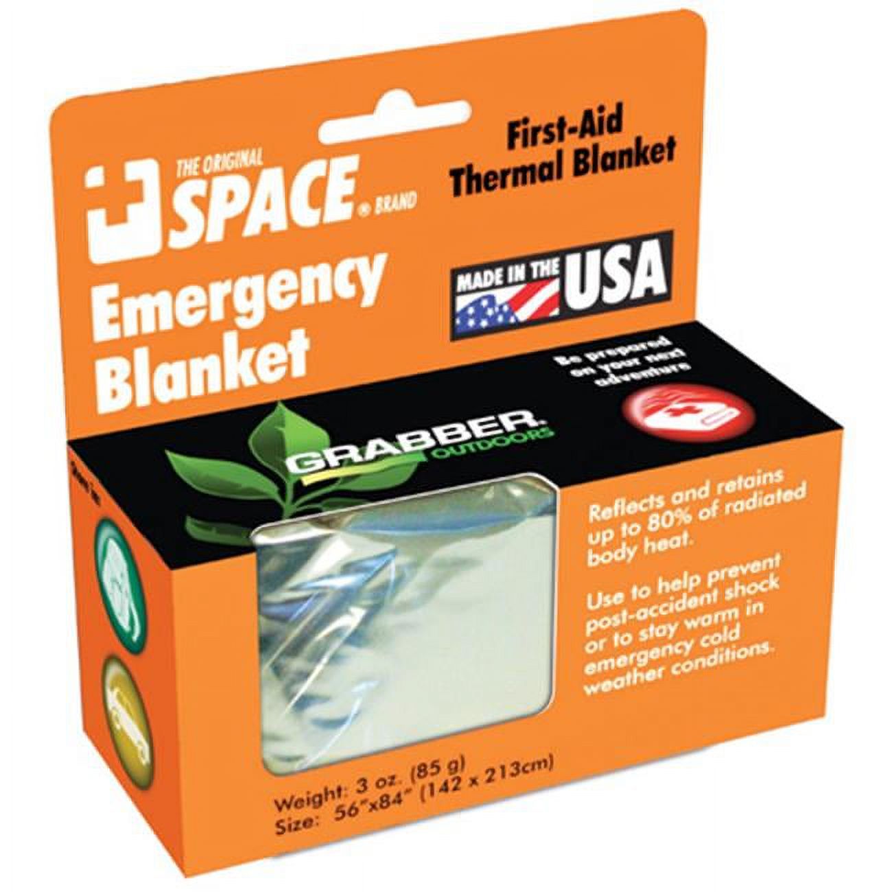 Grabber Outdoors The Original Space Brand Emergency Survival Blanket, Silver, 3oz. 56" X 84" - image 1 of 2